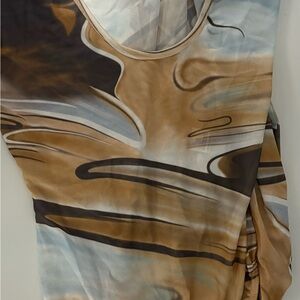 AKIRA Cream and Tan Bodysuit